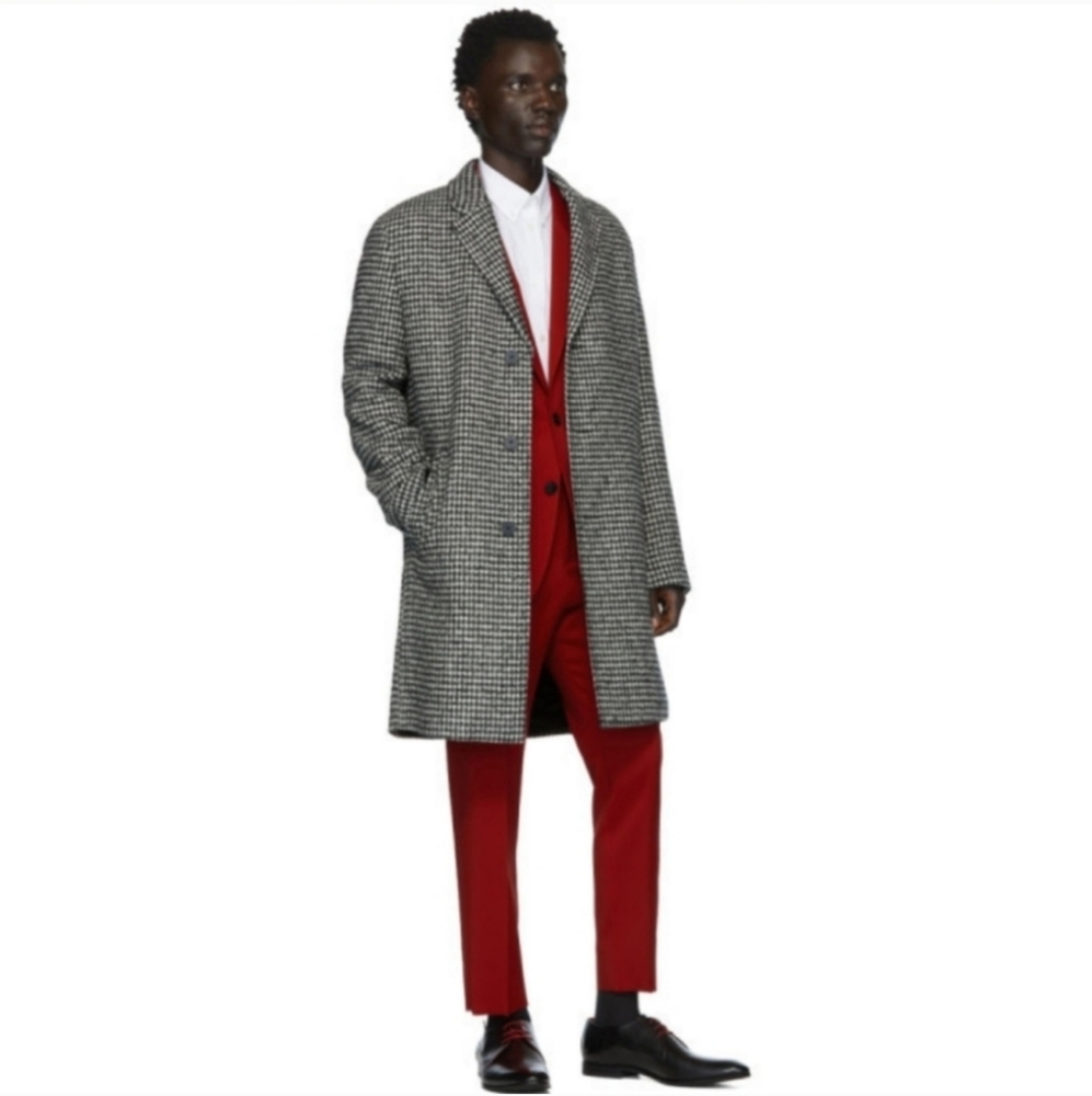 HUGO Black and White Houndstooth Coat